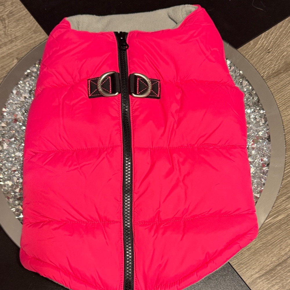 Gooby Bright Pink Puffer Vest with Buckle Detail Size Large